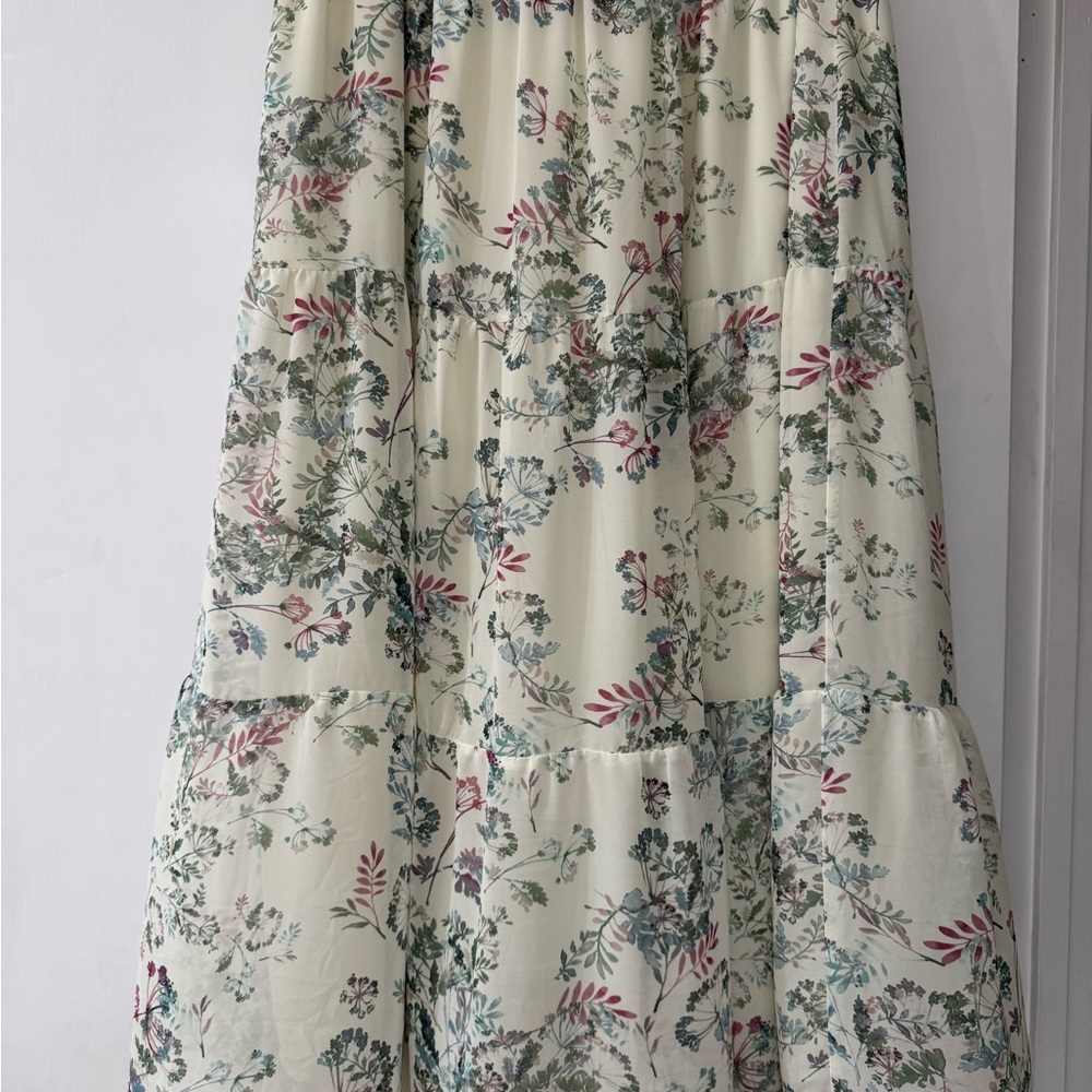 Vince Camuto Floral Cream Maxi Skirt